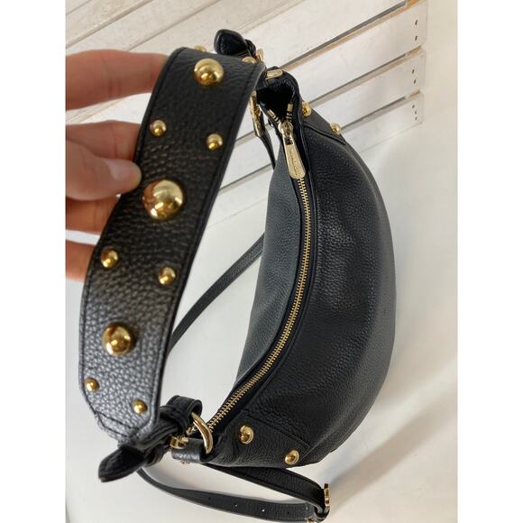 MICHAEL KORS MEDIUM PEBBLED LEATHER GOLD STUDS CROSSBODY BAG - Picture 6 of 16